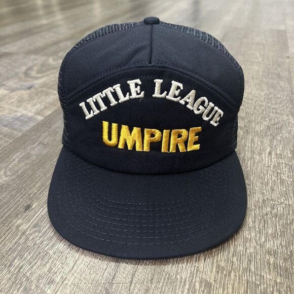 Little League Umpire Hat Snapback Navy Vintage Made in USA Rare Mesh Foam Cap - Picture 1 of 8
